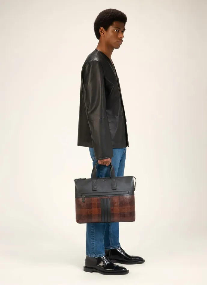 Men Bally Business Bags Henda 8211 Leather Business Bag In Brown and Black