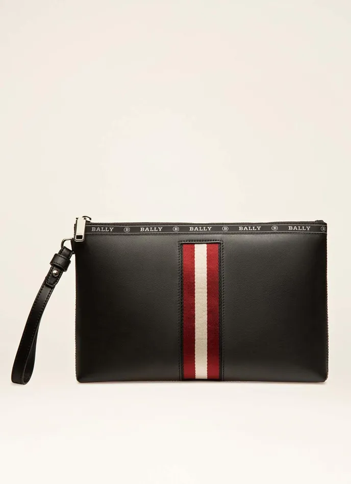 Men Bally Clutches and Portfolios Hartland 8211 Leather Clutch Bag In Black