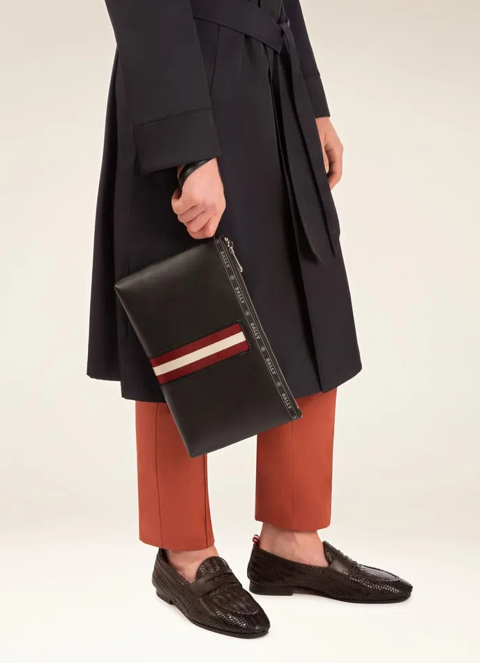 Men Bally Clutches and Portfolios Hartland 8211 Leather Clutch Bag In Black