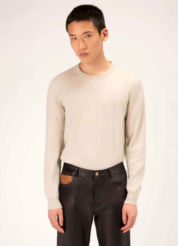 Men Bally Knitwear Cashmere Sweater 8211 Cashmere Top In Natural