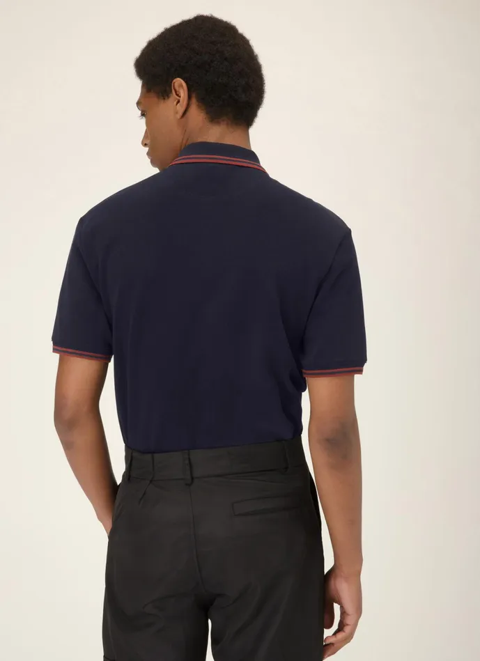 Men Bally Shirts And TShirts BChain Polo Shirt 8211 Cotton Top In Navy