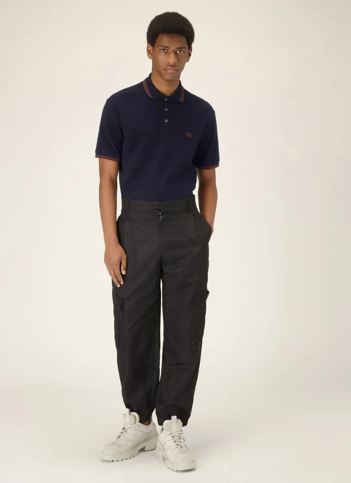 Men Bally Shirts And TShirts BChain Polo Shirt 8211 Cotton Top In Navy