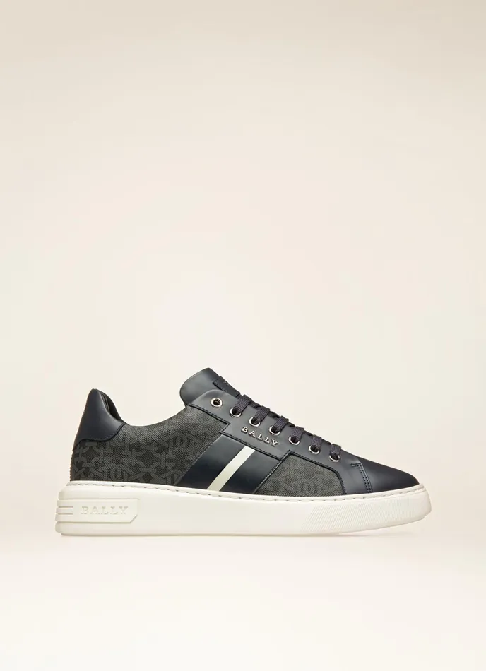 Men Bally Sneakers Myron 8211 Cotton Mix and Leather Sneakers In Grey and Navy