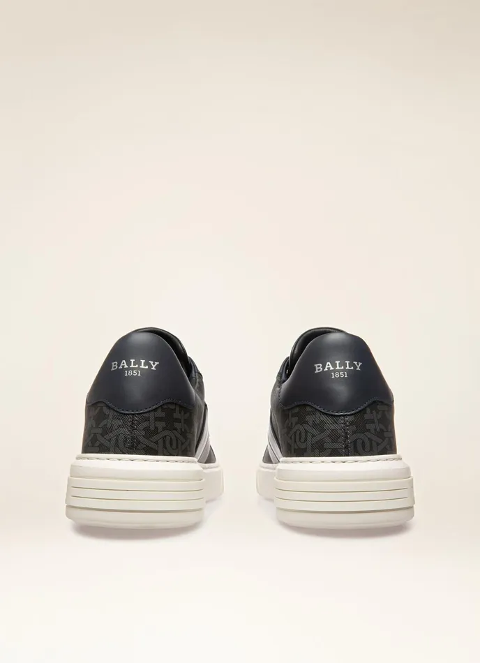 Men Bally Sneakers Myron 8211 Cotton Mix and Leather Sneakers In Grey and Navy