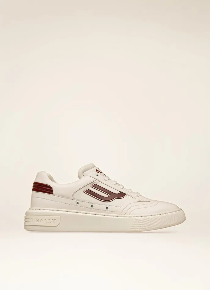 Men Bally Sneakers Triumph 8211 Leather Sneakers In White and Heritage Red