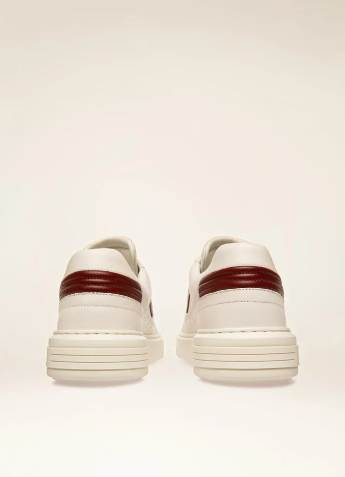 Men Bally Sneakers Triumph 8211 Leather Sneakers In White and Heritage Red