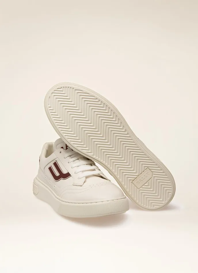 Men Bally Sneakers Triumph 8211 Leather Sneakers In White and Heritage Red