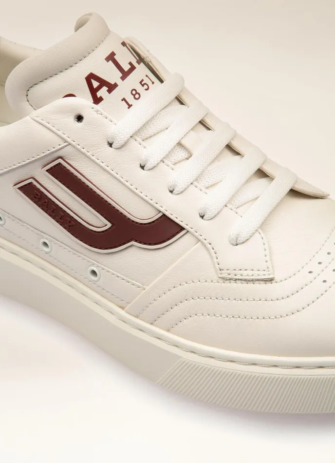 Men Bally Sneakers Triumph 8211 Leather Sneakers In White and Heritage Red