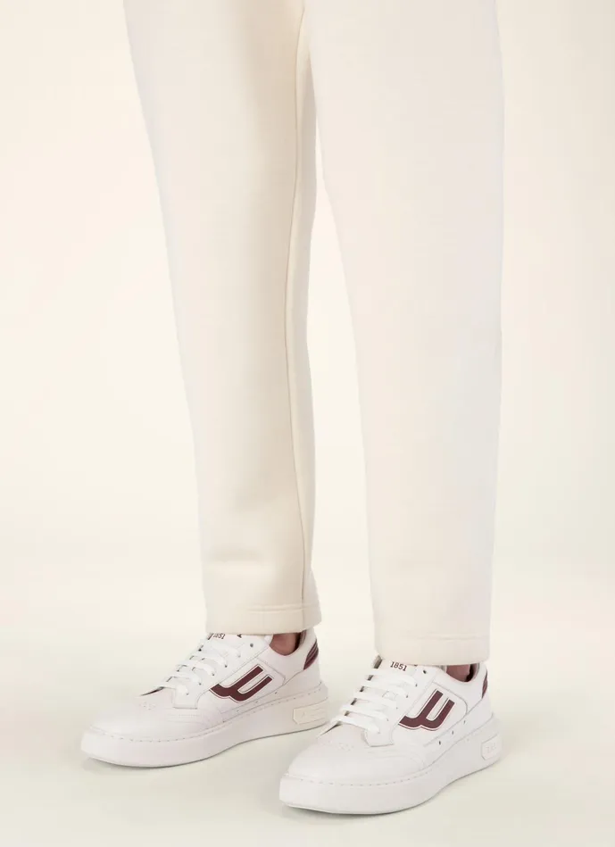 Men Bally Sneakers Triumph 8211 Leather Sneakers In White and Heritage Red