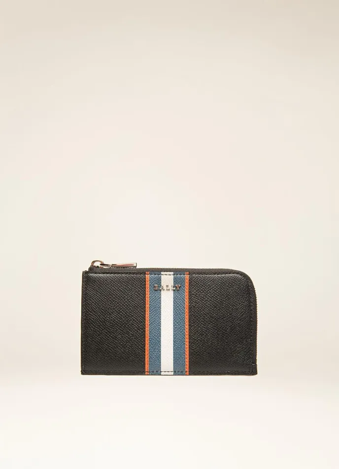 Men Bally Wallets Bord 8211 Leather Card Holder In Black