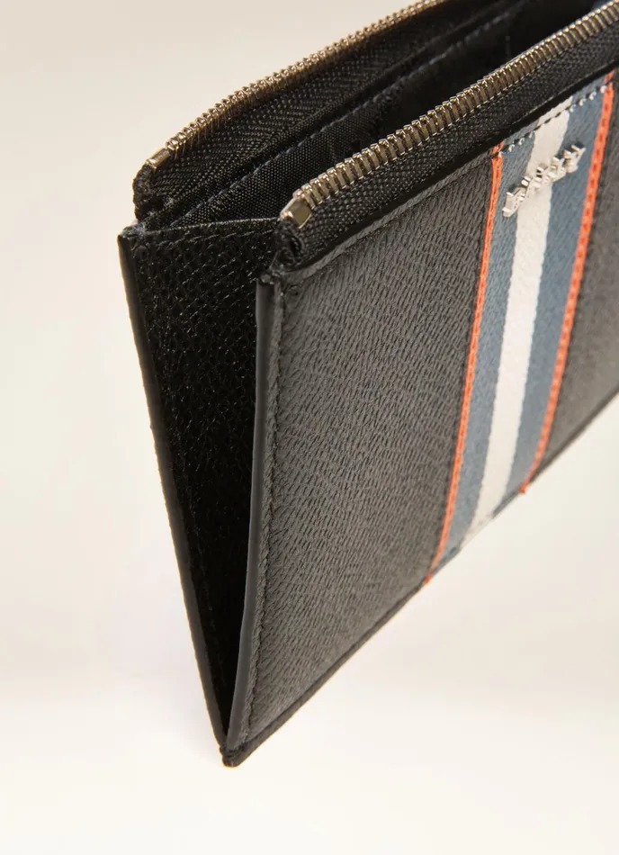Men Bally Wallets Bord 8211 Leather Card Holder In Black