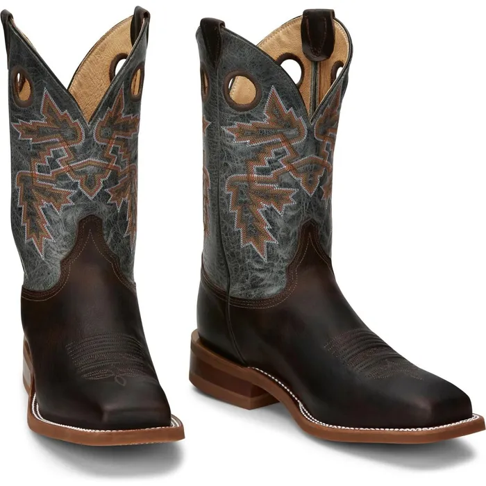 MEN Bender 11034 Western Boot Chocolate Brown Justin Boots Work