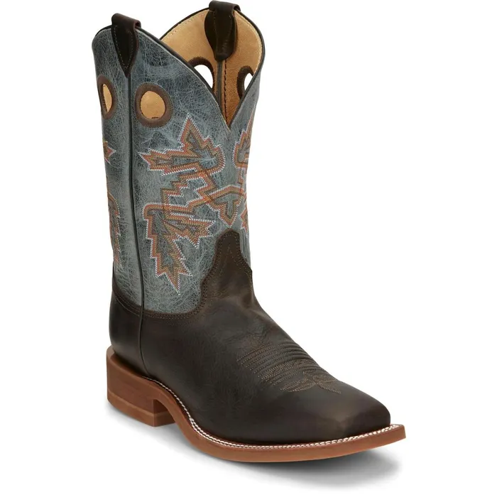 MEN Bender 11034 Western Boot Chocolate Brown Justin Boots Work