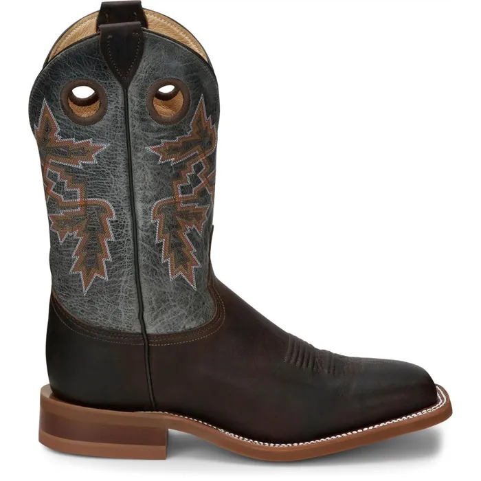 MEN Bender 11034 Western Boot Chocolate Brown Justin Boots Work