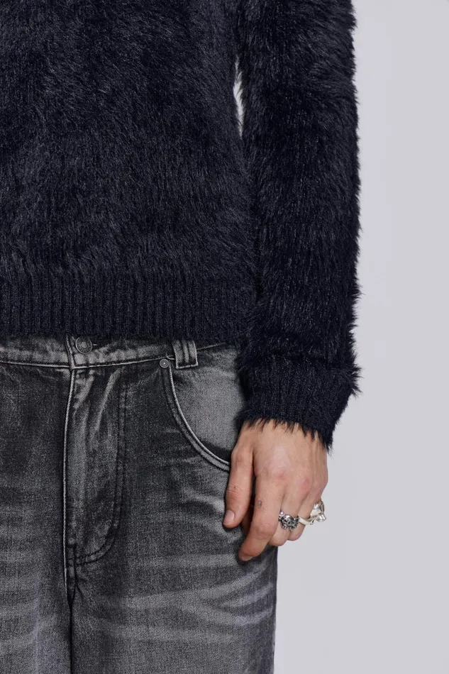 Men Black Ominous Knit Jumper Jaded London Knitwear