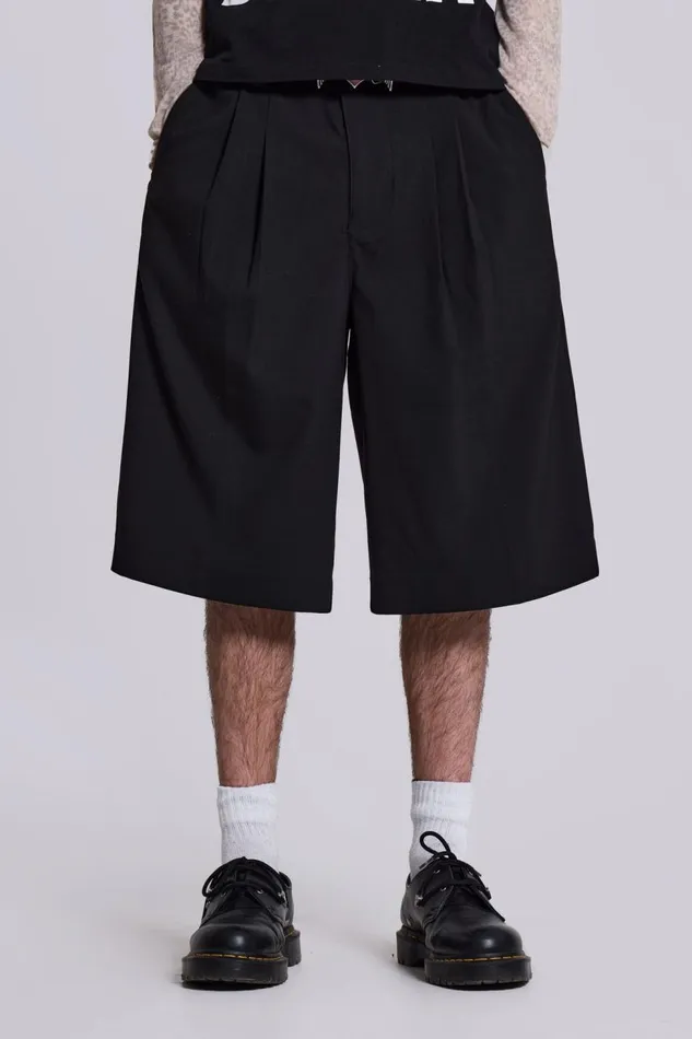 Men Black Volume Tailored Shorts Jaded London Shorts and Jorts