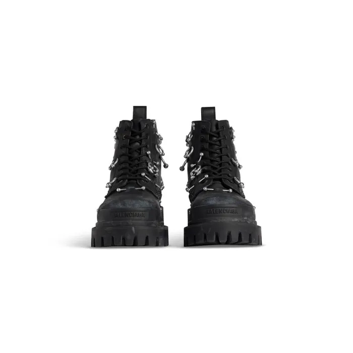 Men Boots and Derbies Balenciaga Strike 20mm Boot With Piercings In Black