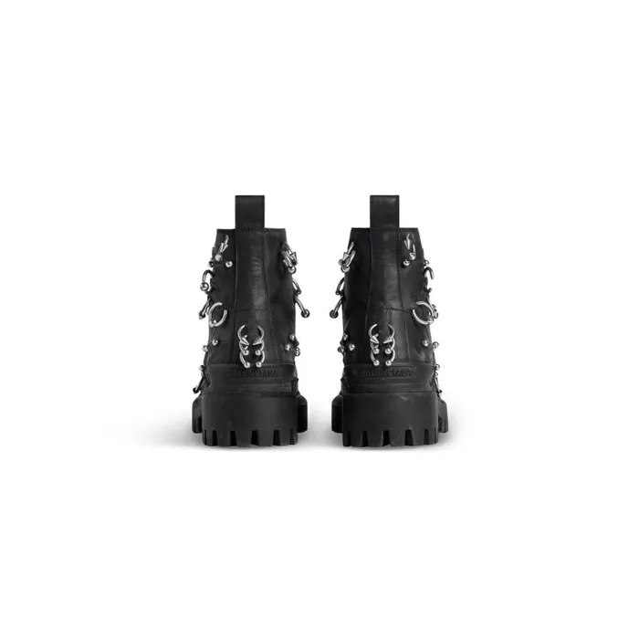 Men Boots and Derbies Balenciaga Strike 20mm Boot With Piercings In Black
