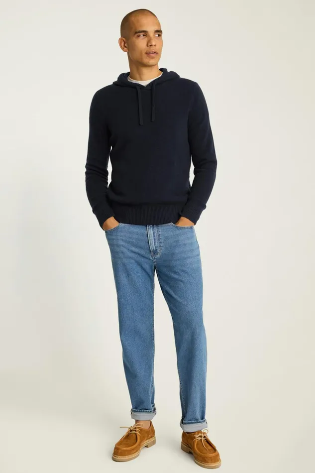 Men Cashmere Hoodie Navy Blue Bonobos Sweatshirts and Hoodies