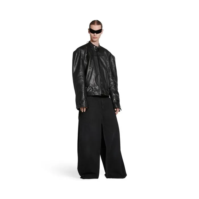 Men Coats and Jackets Balenciaga Deconstructed Zipup Jacket In Black
