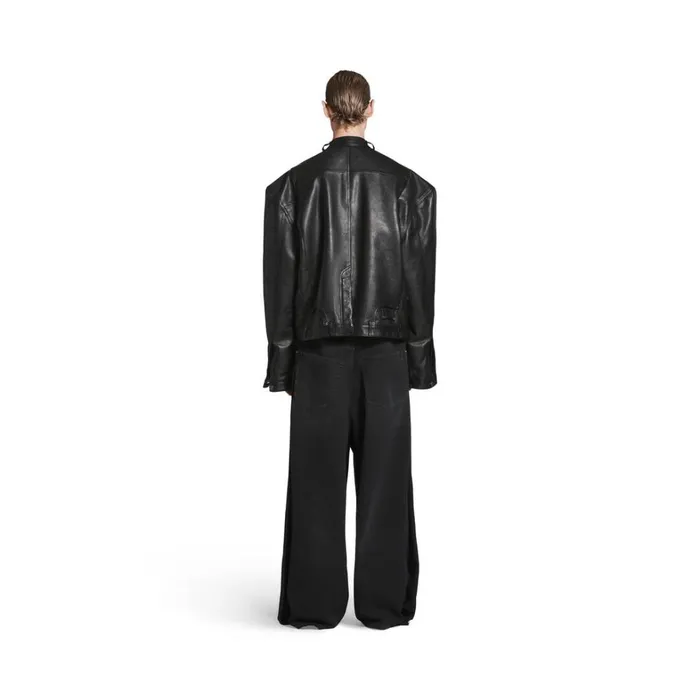 Men Coats and Jackets Balenciaga Deconstructed Zipup Jacket In Black