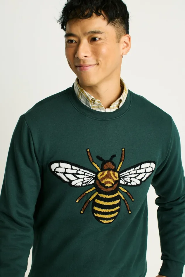 Men Critter Supersoft Fleece Crew Beehive Renaissance Bonobos Crew and VNeck Sweaters