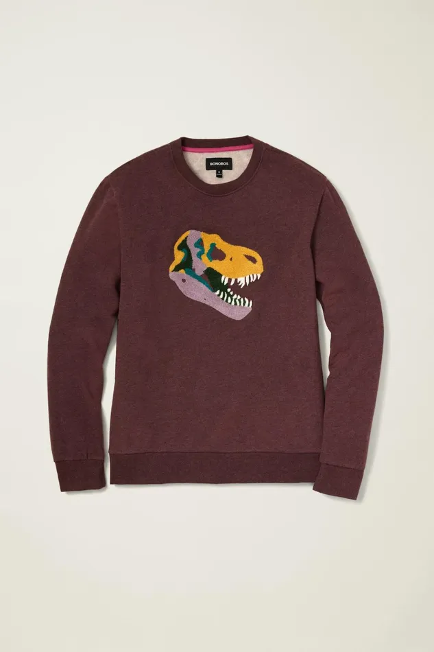 Men Critter Supersoft Fleece Crew T Rextinct Bonobos Sweatshirts and Hoodies
