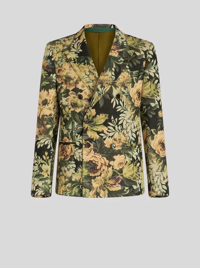 Men DoubleBreasted Jacquard Jacket Etro Jackets