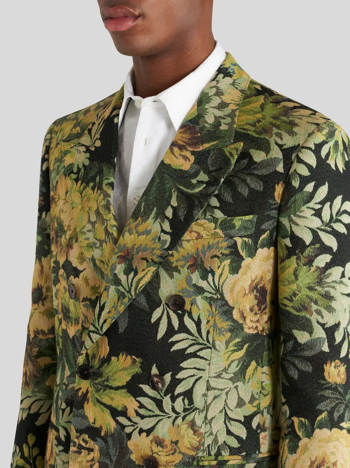 Men DoubleBreasted Jacquard Jacket Etro Jackets