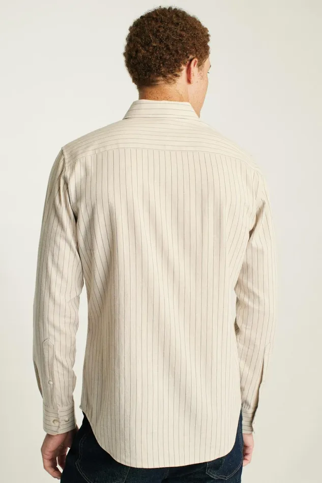 Men Everyday Lightweight Flannel Shirt Khaki Stripe Bonobos Casual Shirts