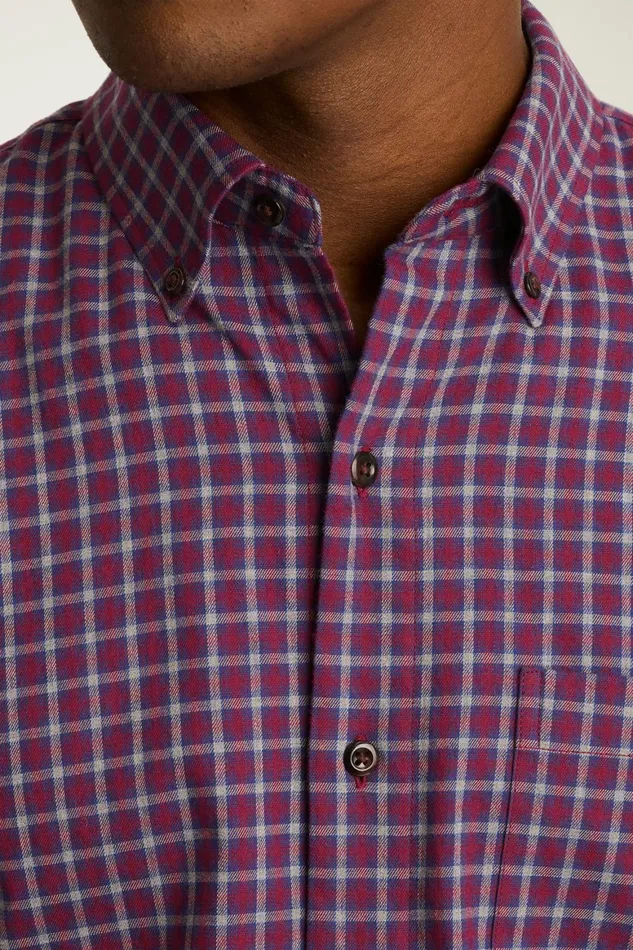 Men Everyday Lightweight Flannel Shirt Red Blue Rowan Plaid Bonobos Casual Shirts
