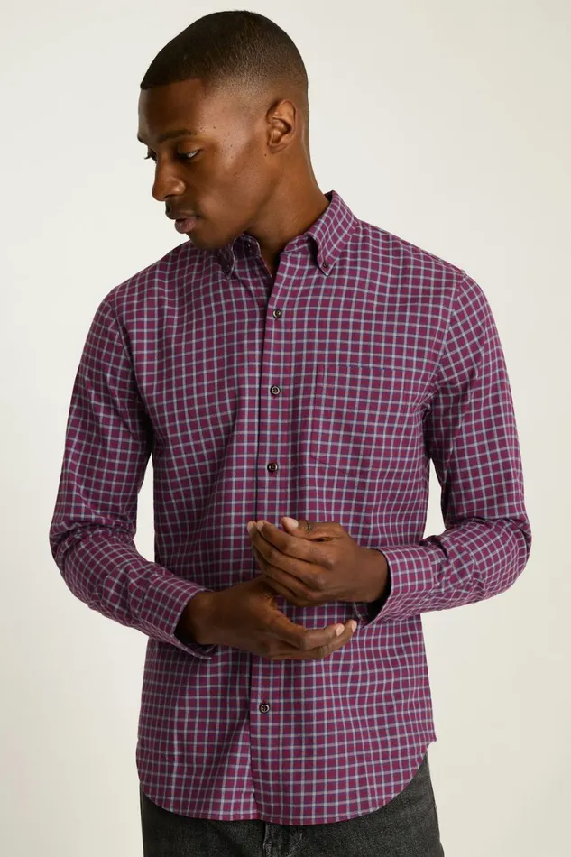 Men Everyday Lightweight Flannel Shirt Red Blue Rowan Plaid Bonobos Casual Shirts