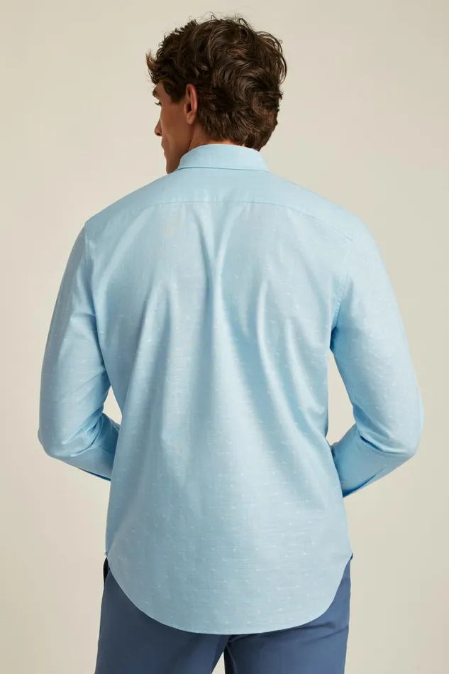Men Everyday Shirt Blue Chambray Dobby Dot Bonobos Casual Shirts