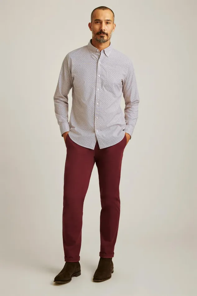 Men Everyday Shirt Burgundy Navy Dot Bonobos Casual Shirts