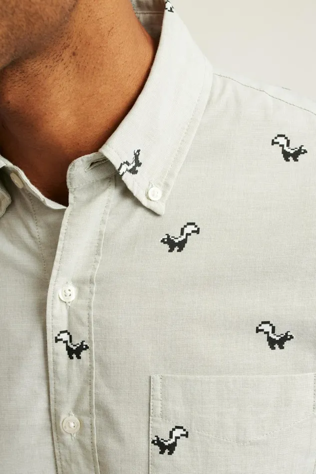 Men Everyday Shirt Gray Skunk Pixel Bonobos Casual Shirts