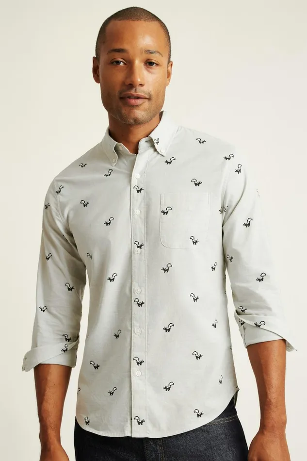 Men Everyday Shirt Gray Skunk Pixel Bonobos Casual Shirts