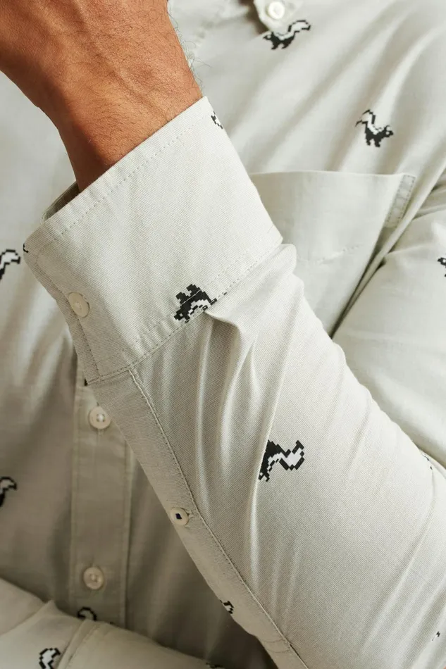 Men Everyday Shirt Gray Skunk Pixel Bonobos Casual Shirts