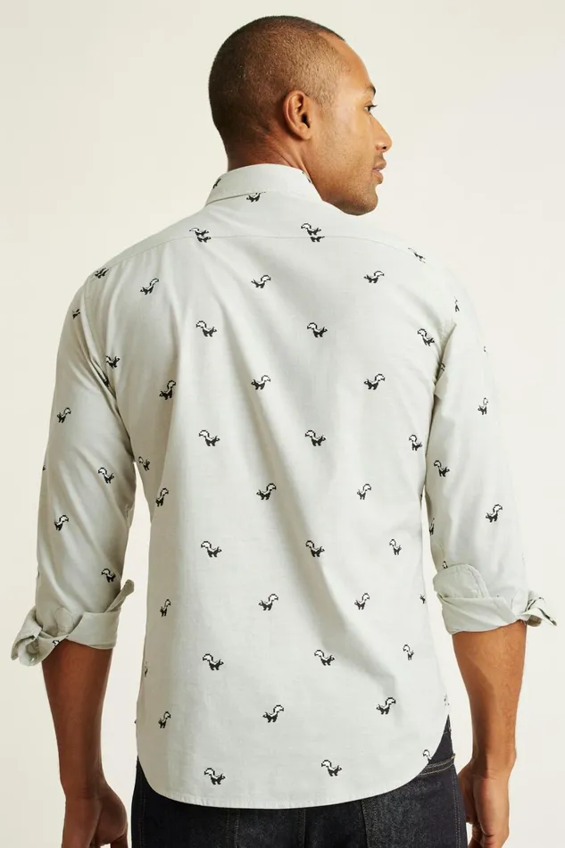 Men Everyday Shirt Gray Skunk Pixel Bonobos Casual Shirts