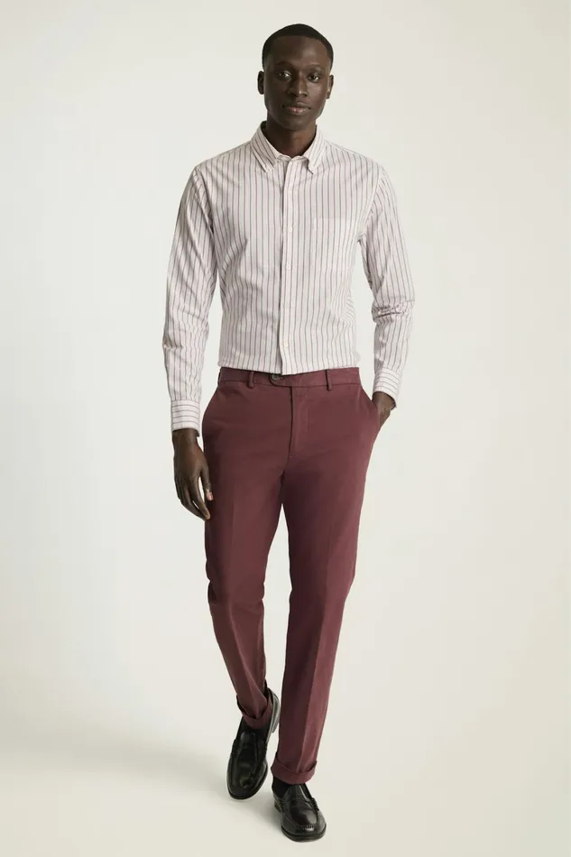 Men Everyday Shirt Maroon Stripe Bonobos Casual Shirts