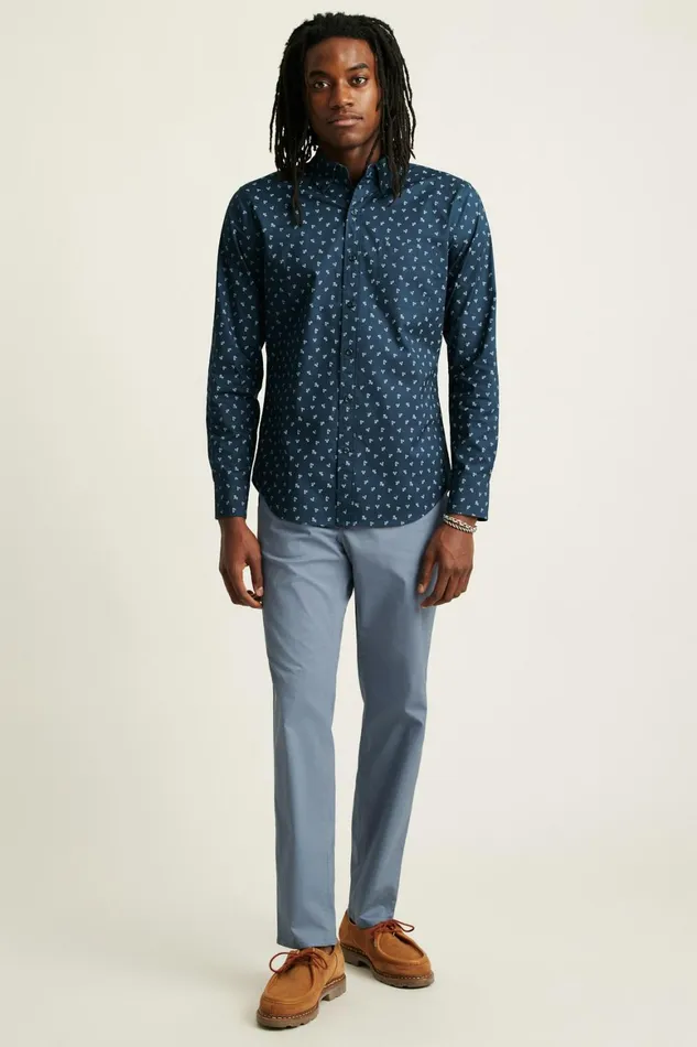 Men Everyday Shirt Navy Violet Floral Bonobos Casual Shirts