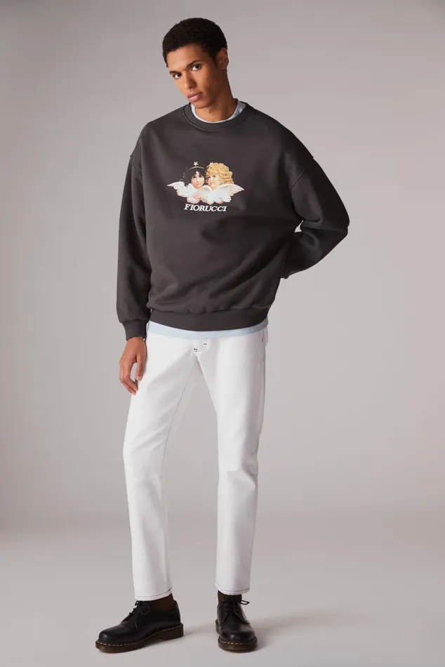 Men Fiorucci Sweatshirts and Hoodies Angels Sweatshirt Dark Grey