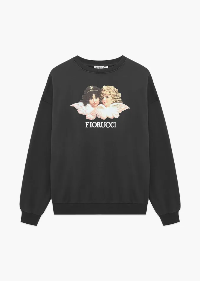 Men Fiorucci Sweatshirts and Hoodies Angels Sweatshirt Dark Grey Men Fiorucci Sweatshirts and Hoodies Angels Sweatshirt Dark Grey