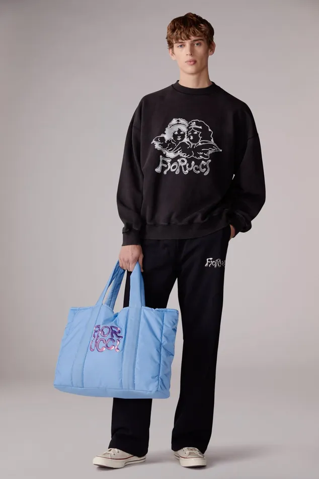 Men Fiorucci Sweatshirts and Hoodies Chrome Angels Sweatshirt Black