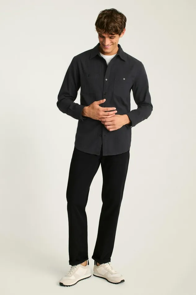 Men Fireside Flannel Shirt Charcoal Herringbone Bonobos Overshirts