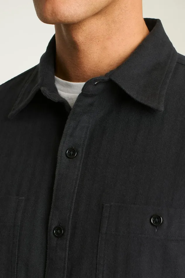 Men Fireside Flannel Shirt Charcoal Herringbone Bonobos Overshirts