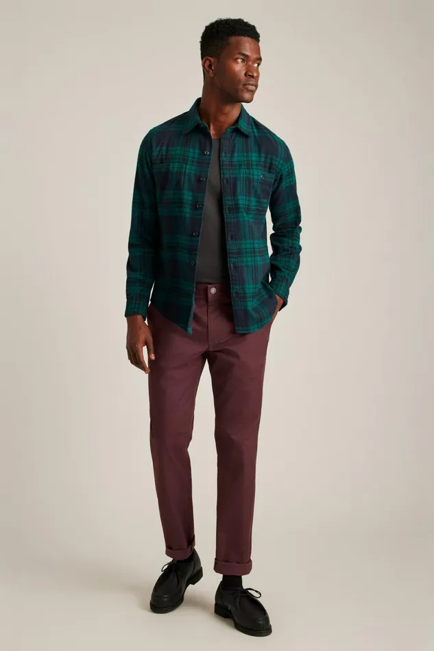 Men Fireside Flannel Shirt Navy Night Plaid Bonobos Overshirts