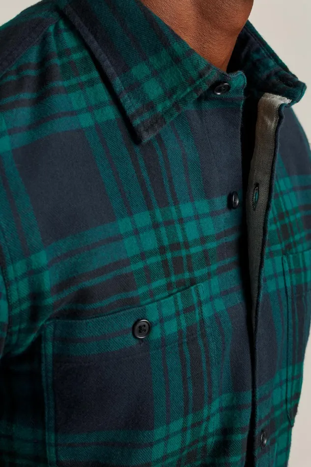 Men Fireside Flannel Shirt Navy Night Plaid Bonobos Overshirts