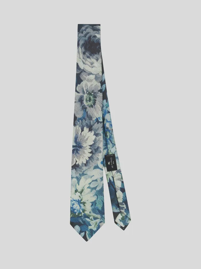 Men Floral Silk Tie Etro Ties And Pocket Squares