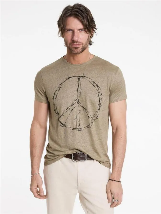 Men Graphic Tees John Varvatos BARBED WIRE PEACE TEE Canvas