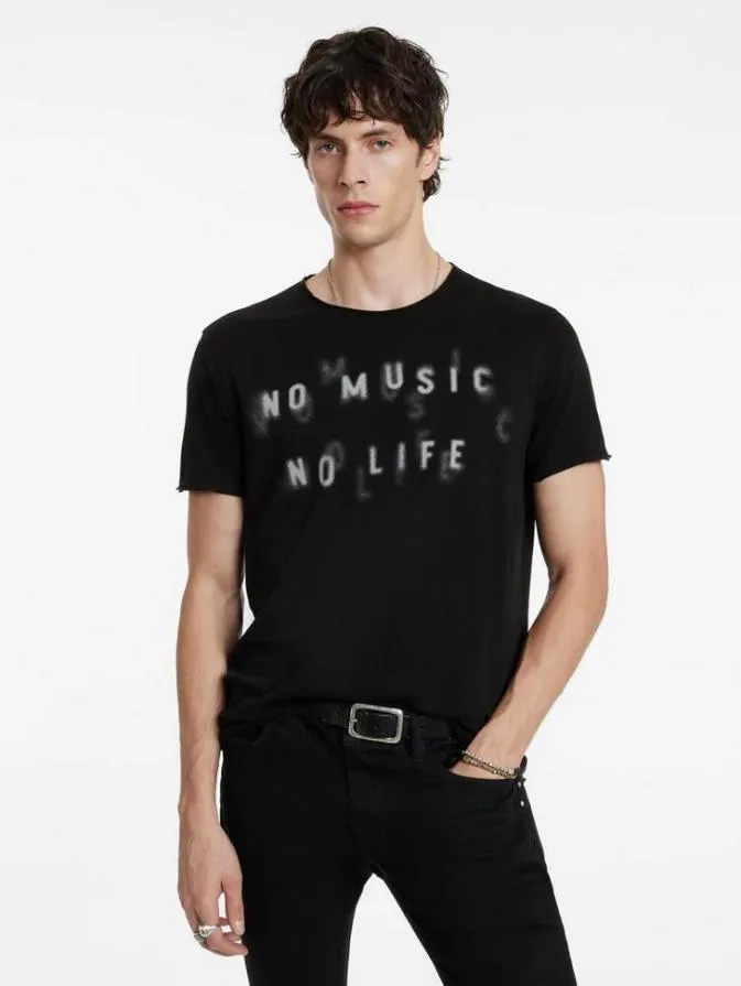 Men Graphic Tees John Varvatos NO MUSIC NO LIFE TEE Black